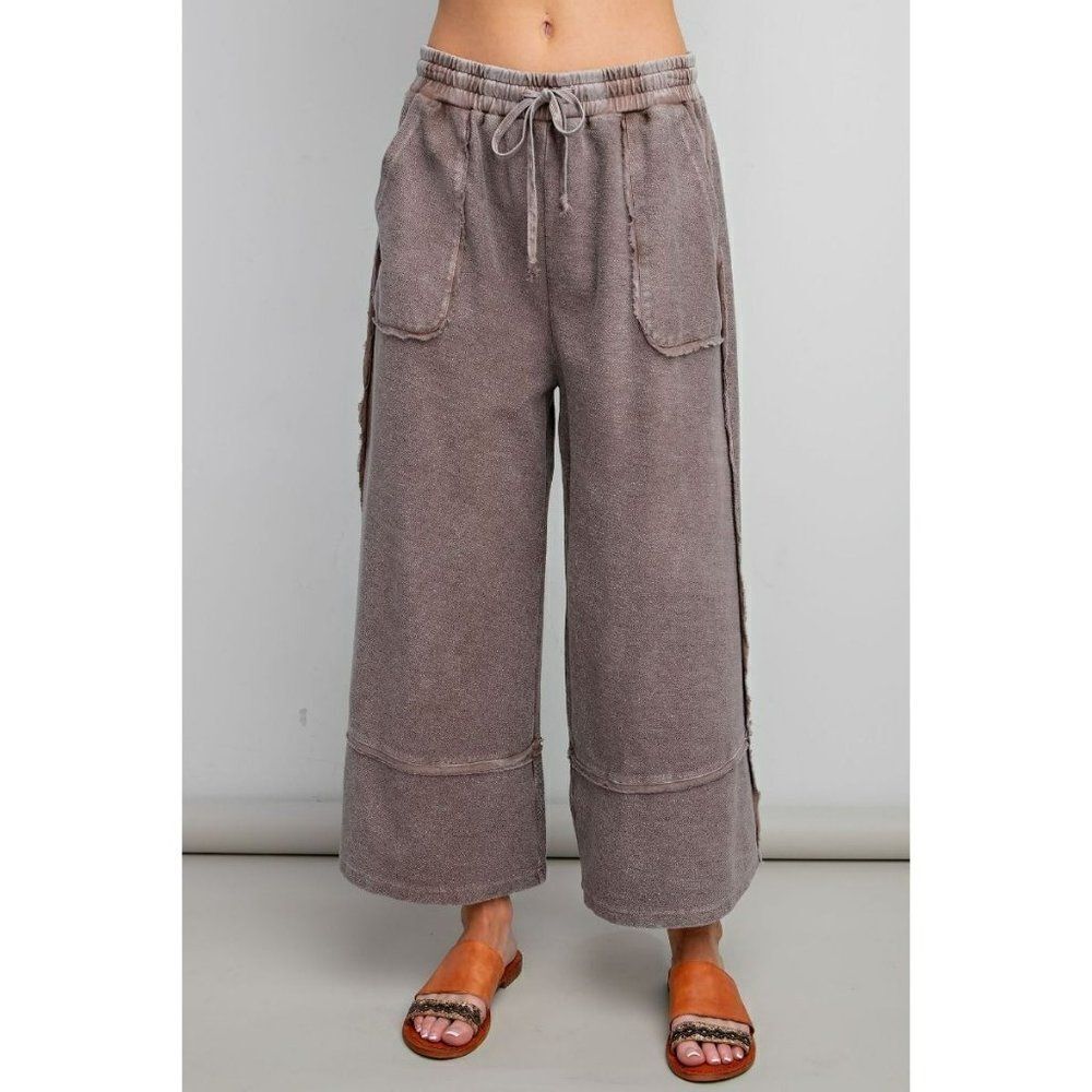 Easel Let's Chill Comfy Wide Leg Pants in Espresso EB40797